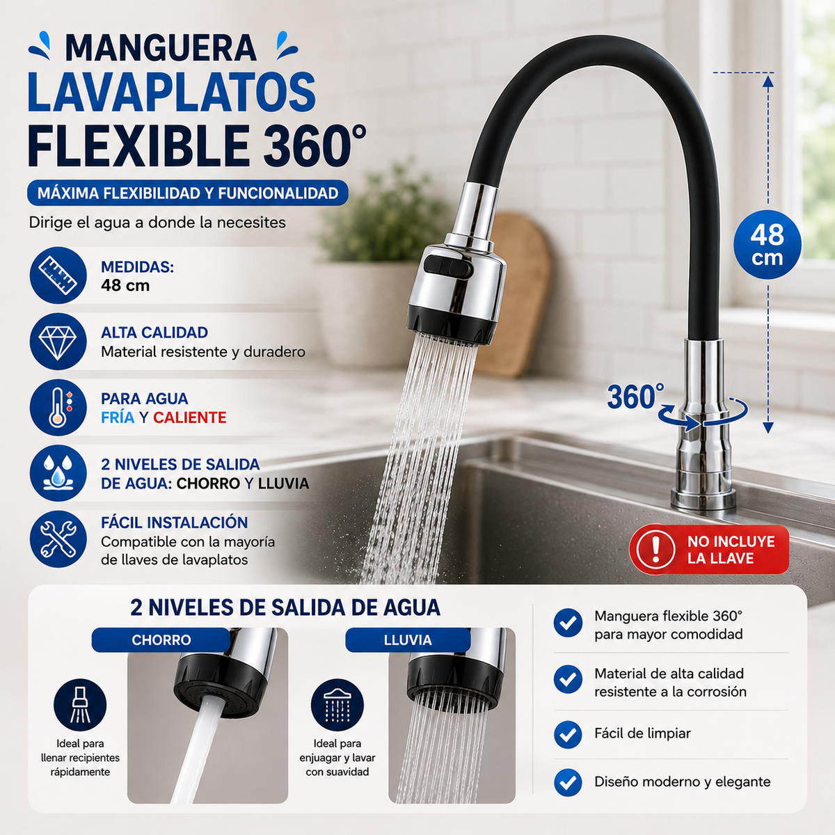 Adaptador Flexible Manguera Lavaplatos