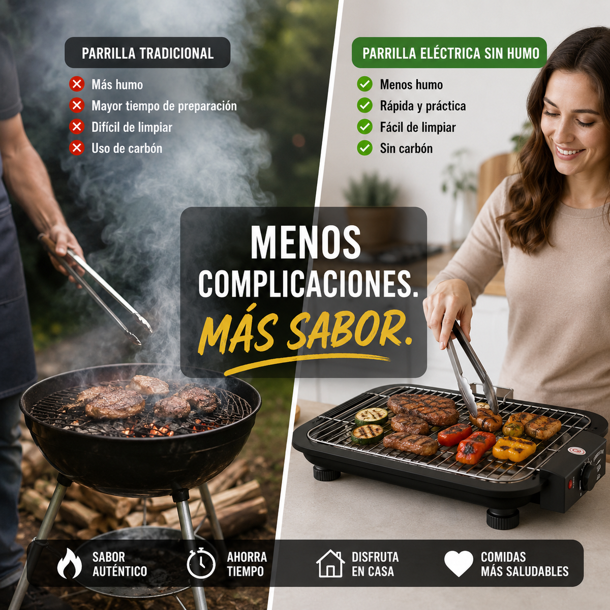 Parrilla Eléctrica sin Humo para Asados