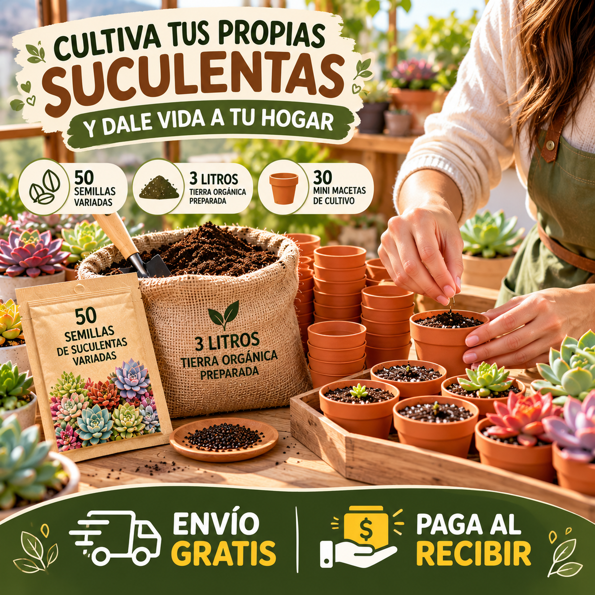 Mega Pack 50 Semillas Suculentas Premium