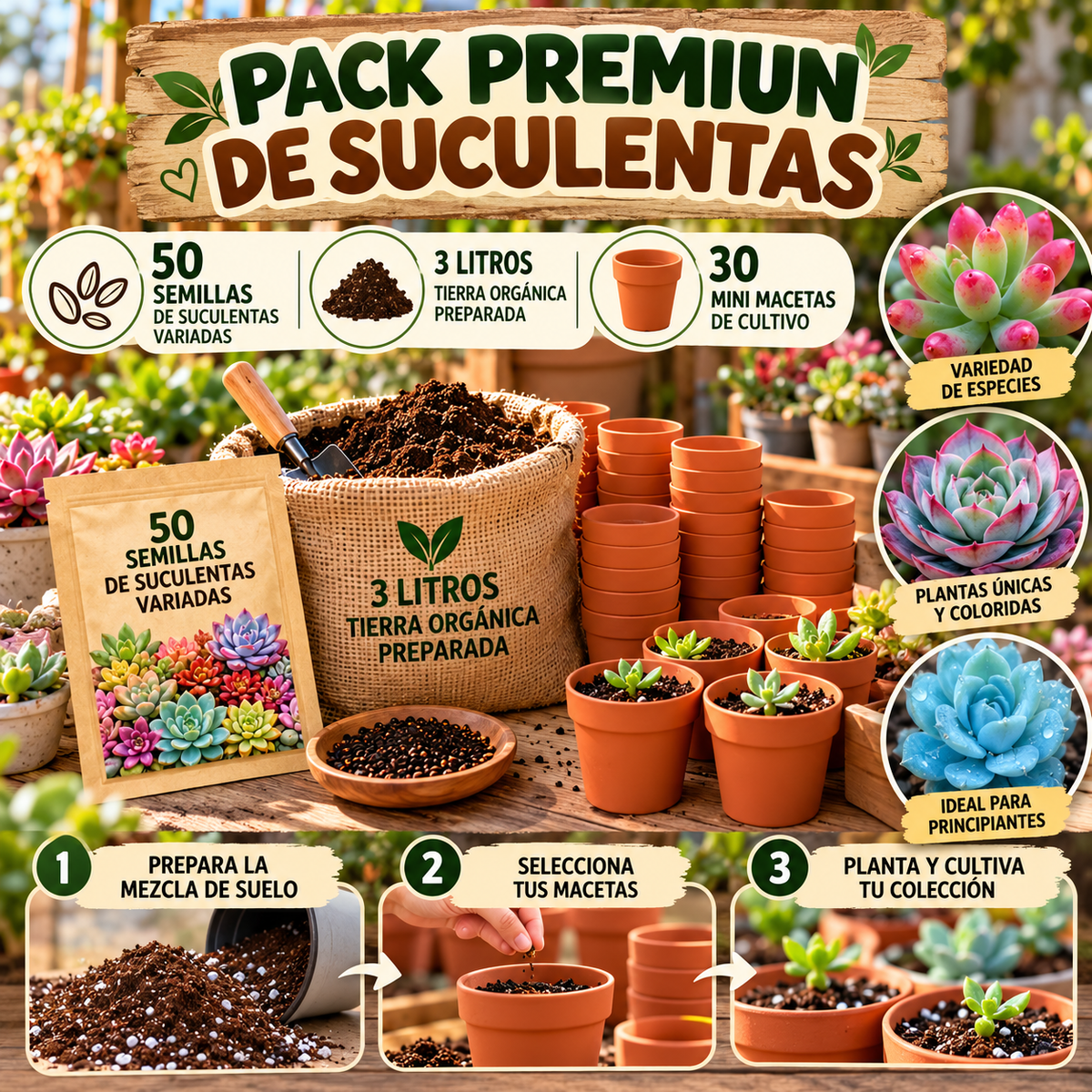 Mega Pack 50 Semillas Suculentas Premium